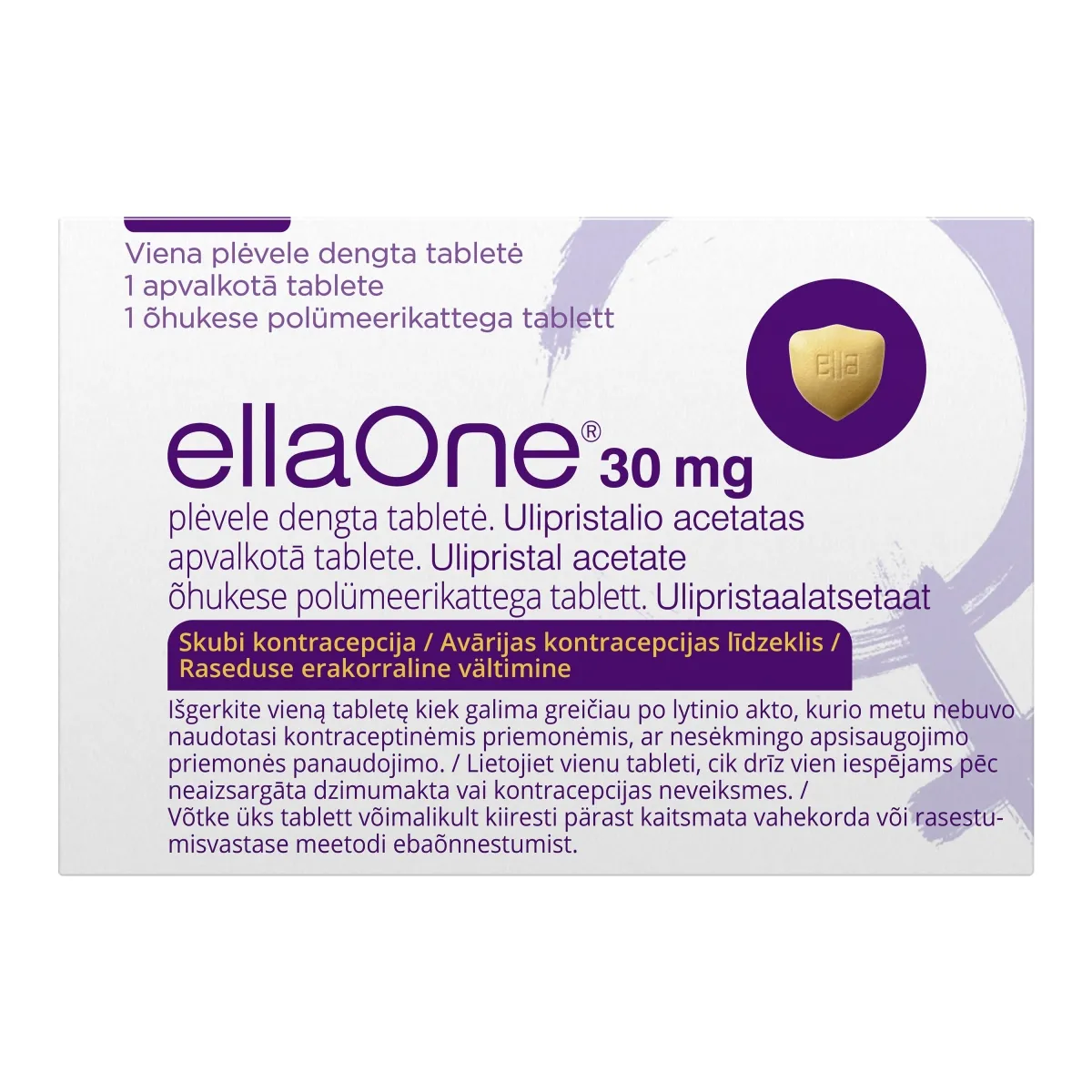 ELLAONE ÕHUKESE POLÜMEERIKATTEGA TBL 30MG N1 - Tootepilt