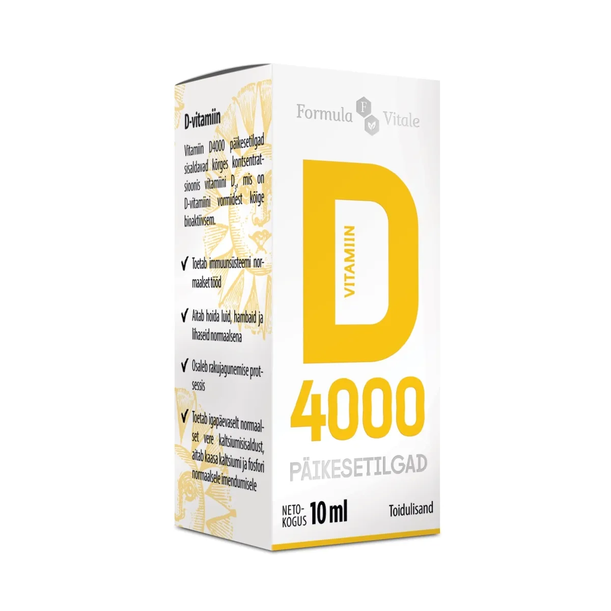 FORMULA VITALE D-VIT PÄIKESETILGAD 4000IU 10ML - Tootepilt