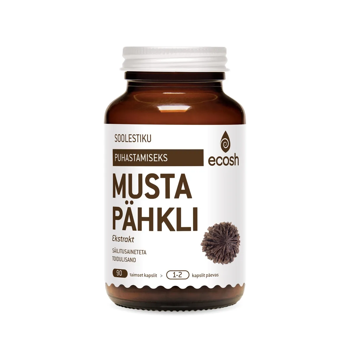 ECOSH MUSTA PÄHKLI EKSTRAKT KAPSLID N90 - Tootepilt