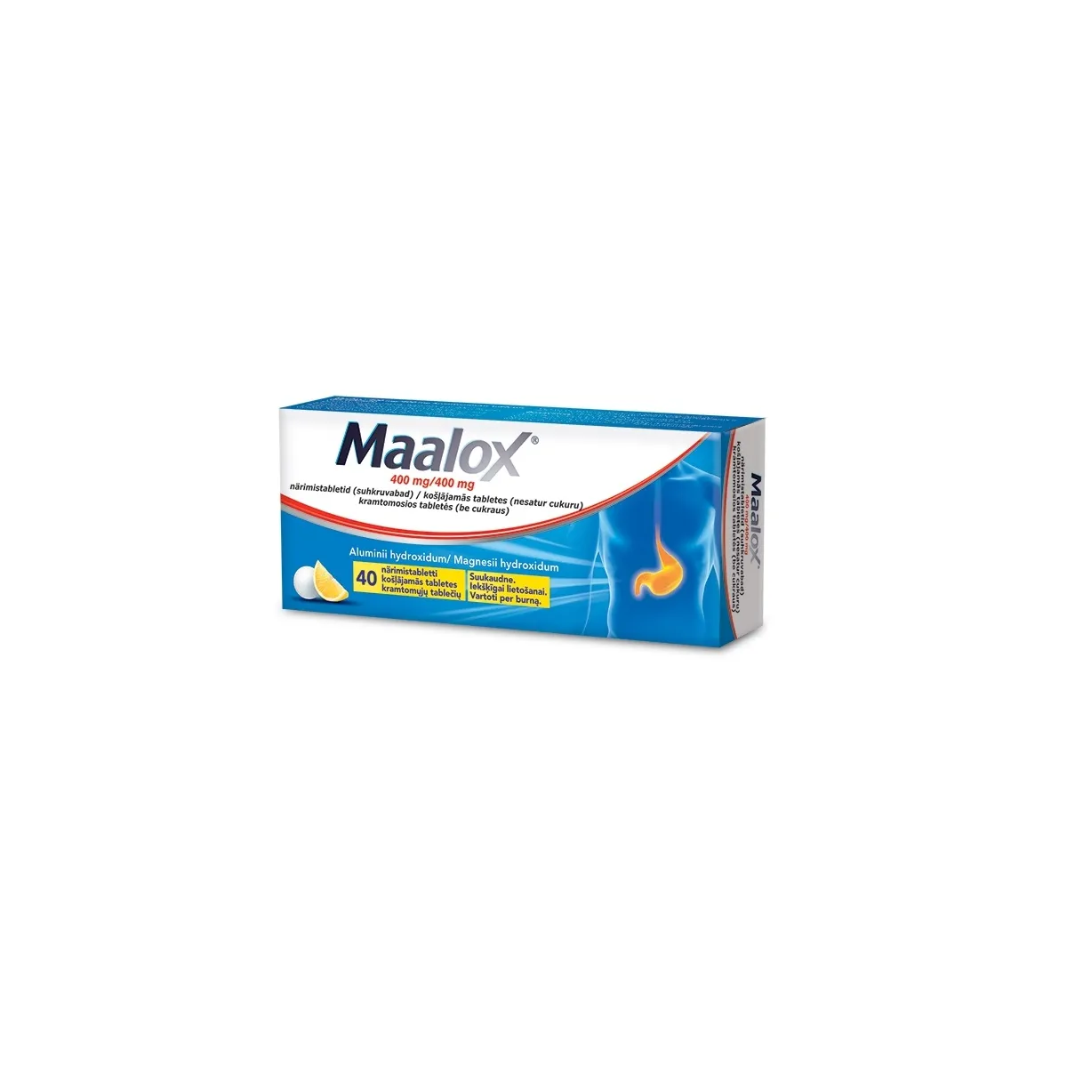 MAALOX NÄRIMISTBL 400MG+400MG N40 SUHKRUVABA - Tootepilt