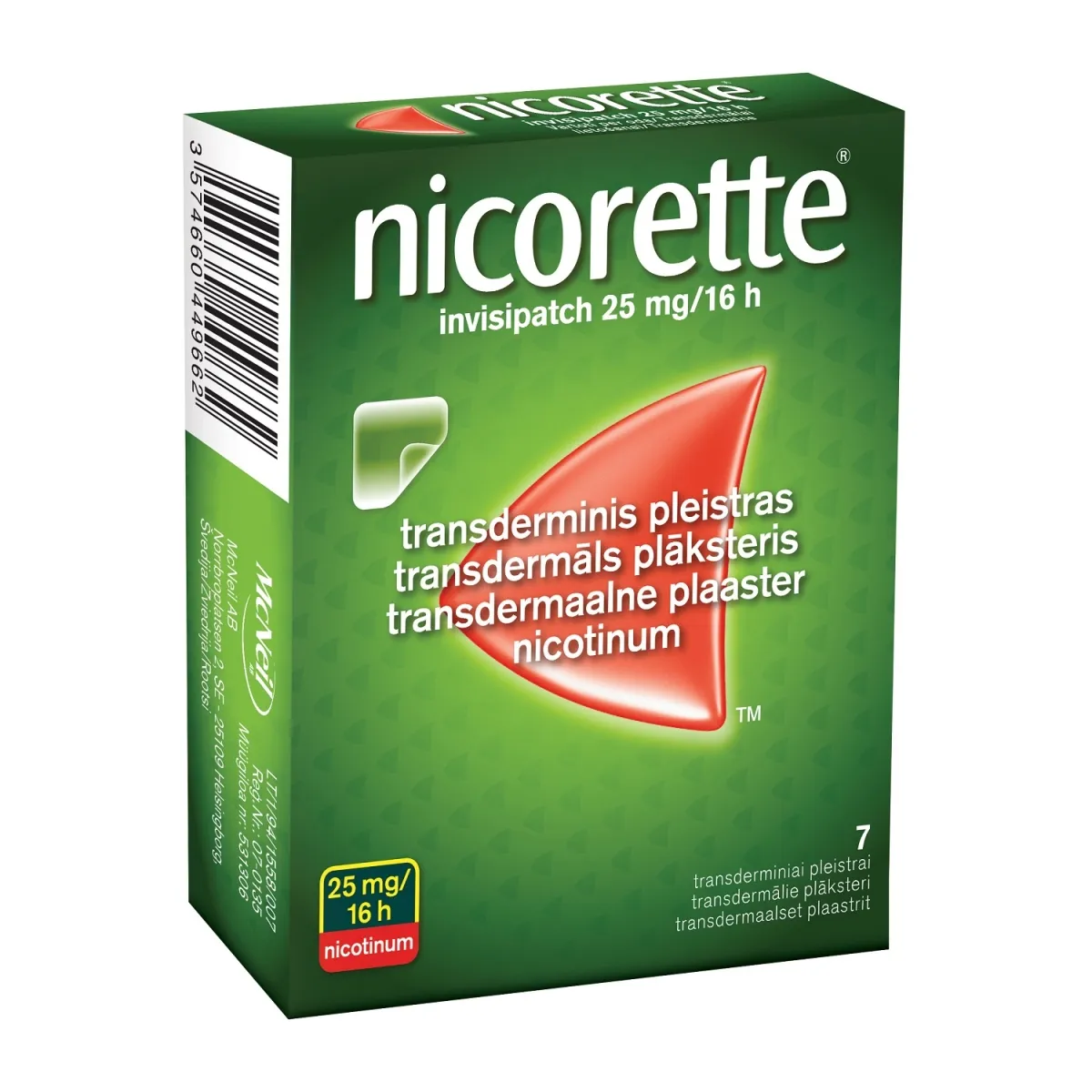NICORETTE INVISIPATCH TDP 25MG/16H N7 - Tootepilt