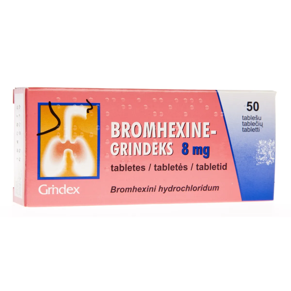 BROMHEXINE-GRINDEKS TBL 8MG N50 - Tootepilt