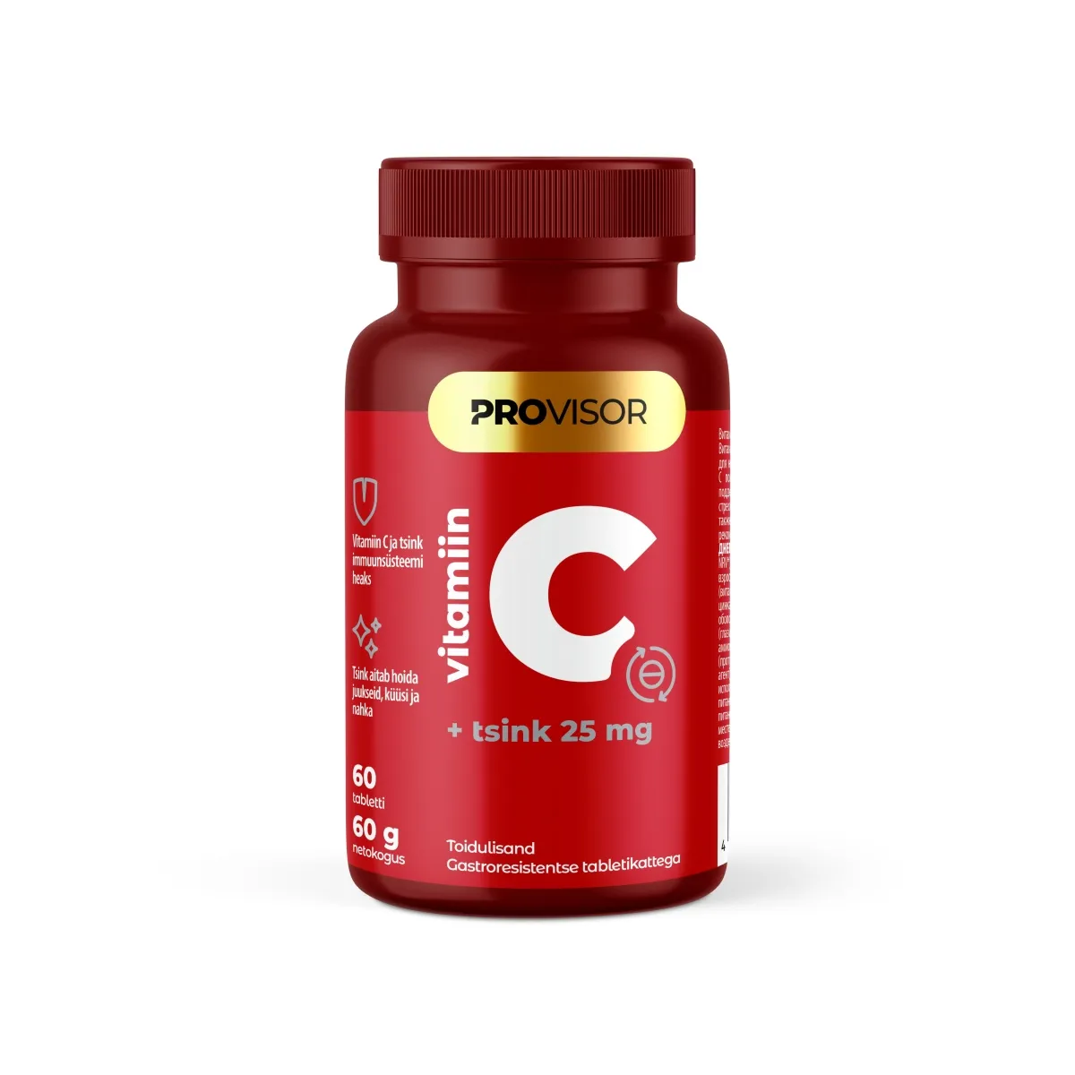 PROVISOR VITAMIIN C + TSINK 25MG N60 - Tootepilt