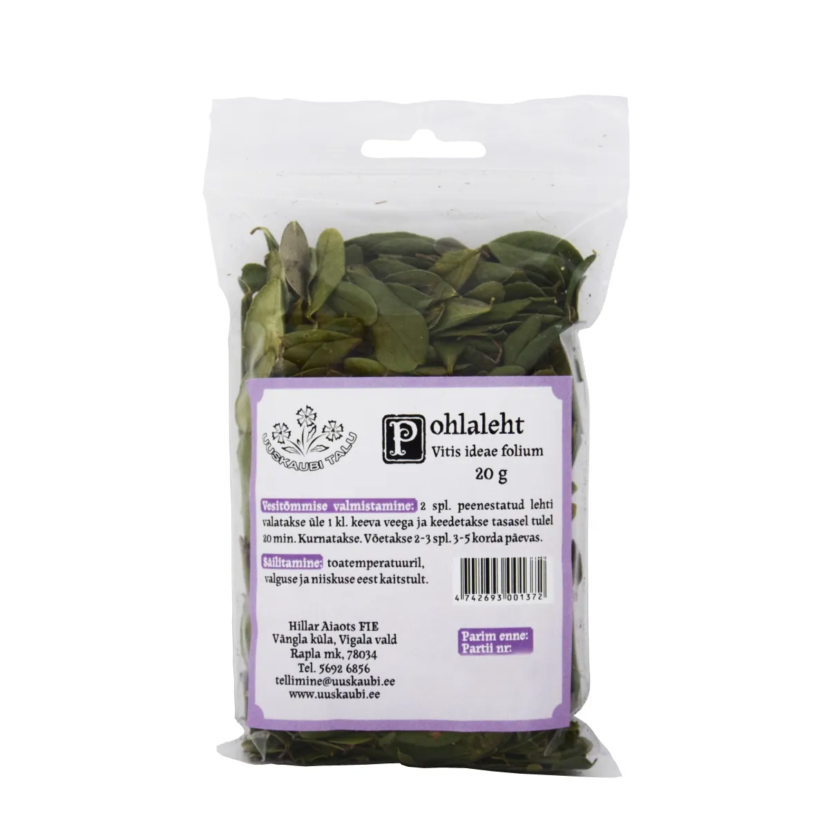 POHLALEHED (VITIS-IDAEAE FOLIA) 20G - Tootepilt