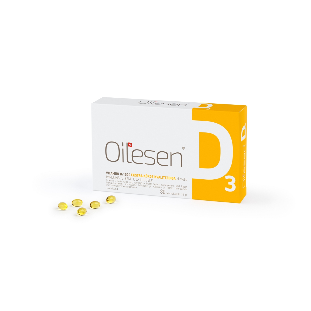 OILESEN VITAMIIN D3 ÕLIKAPSLID 1000IU N80 - Tootepilt