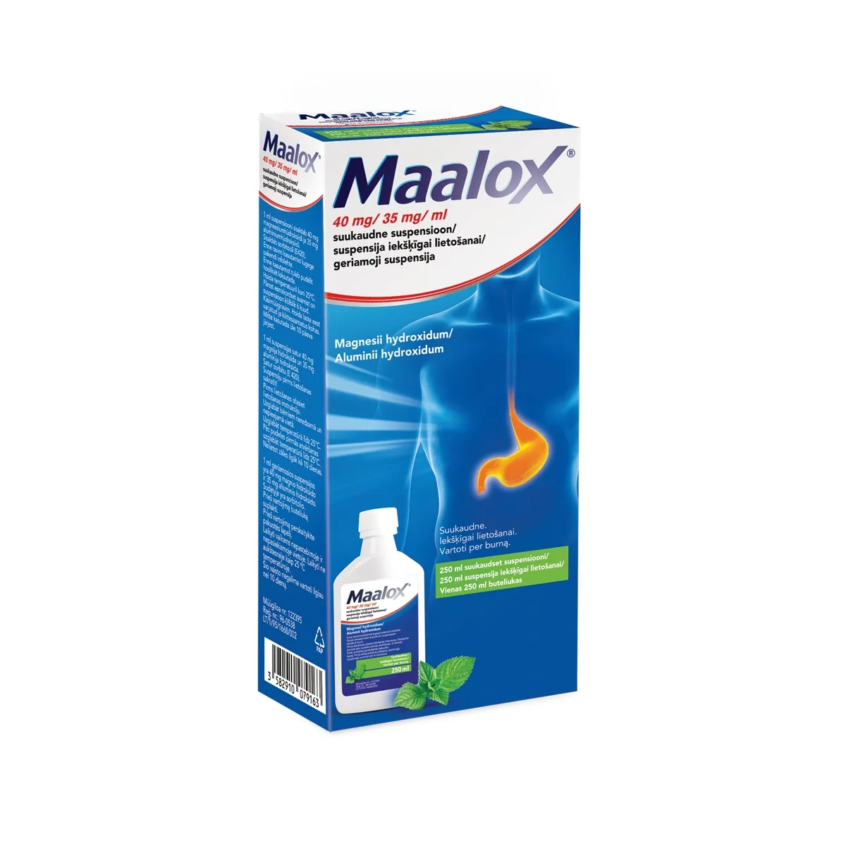MAALOX SUUKAUDNE SUSP 35MG+40MG/ML 250ML - Tootepilt