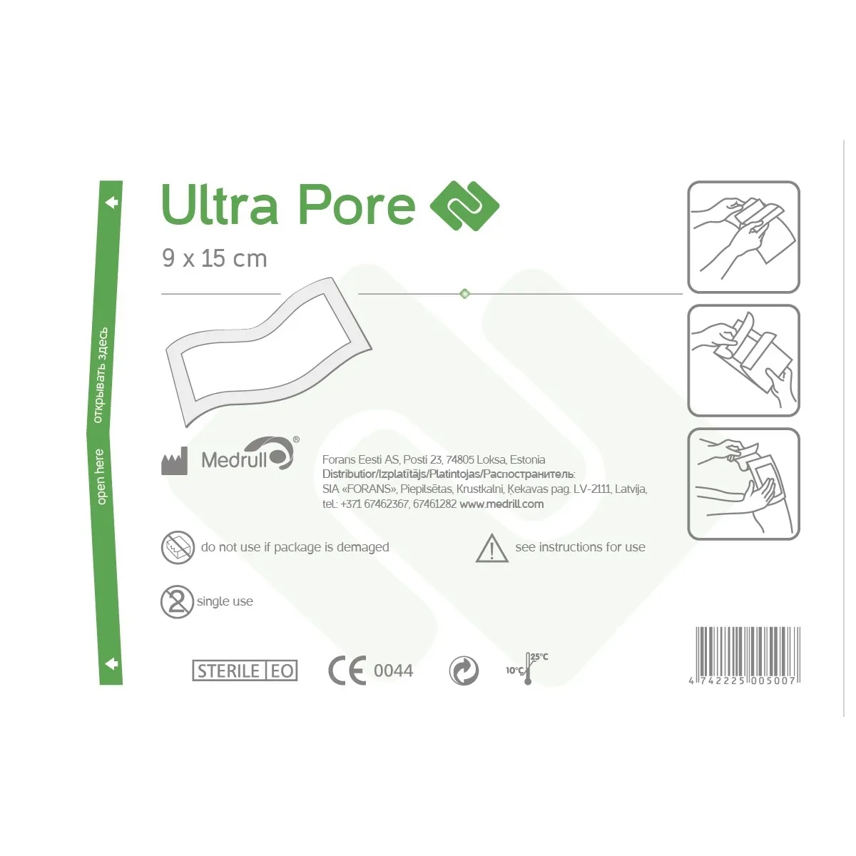 ISEKLEEPUV PLAASTER ULTRA PORE 9X15CM (MEDRULL) - Tootepilt