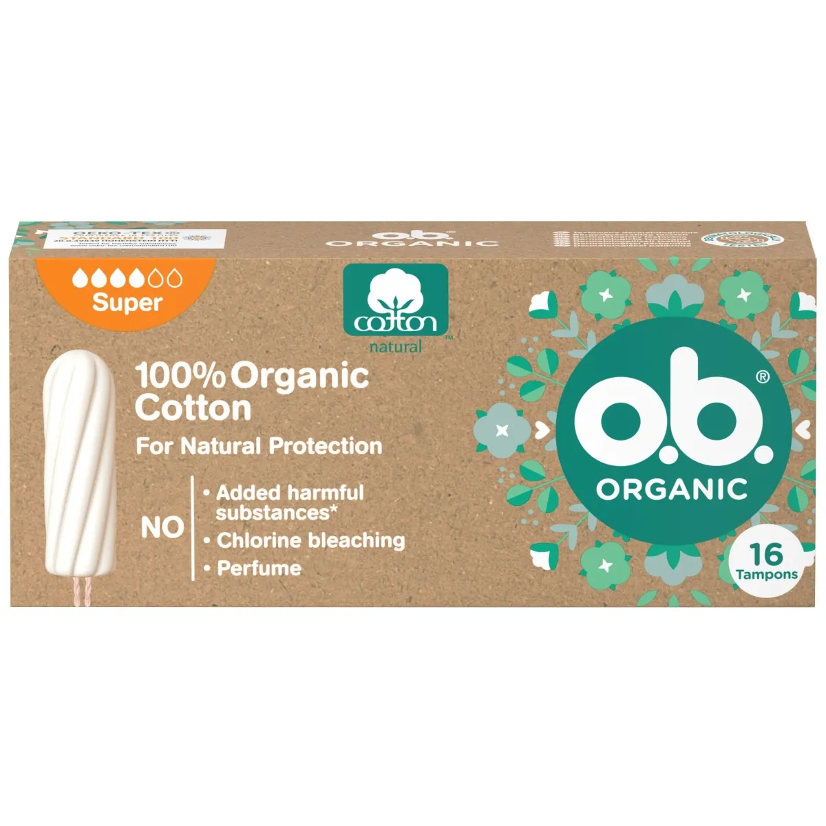 O.B. HÜG TAMPOONID ORGANIC SUPER N16 - Tootepilt