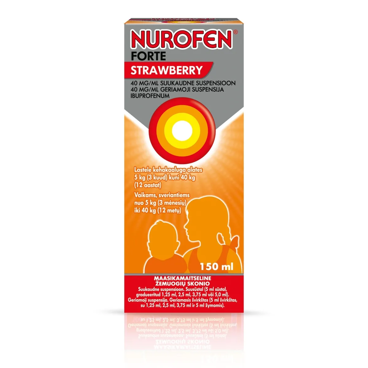 NUROFEN FORTE STRAWBERRY SUUKAUDNE SUSP 40MG/ML 150ML - Tootepilt