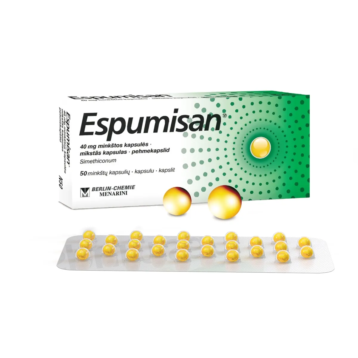 ESPUMISAN PEHMEKAPSEL 40MG N50 - Tootepilt 1