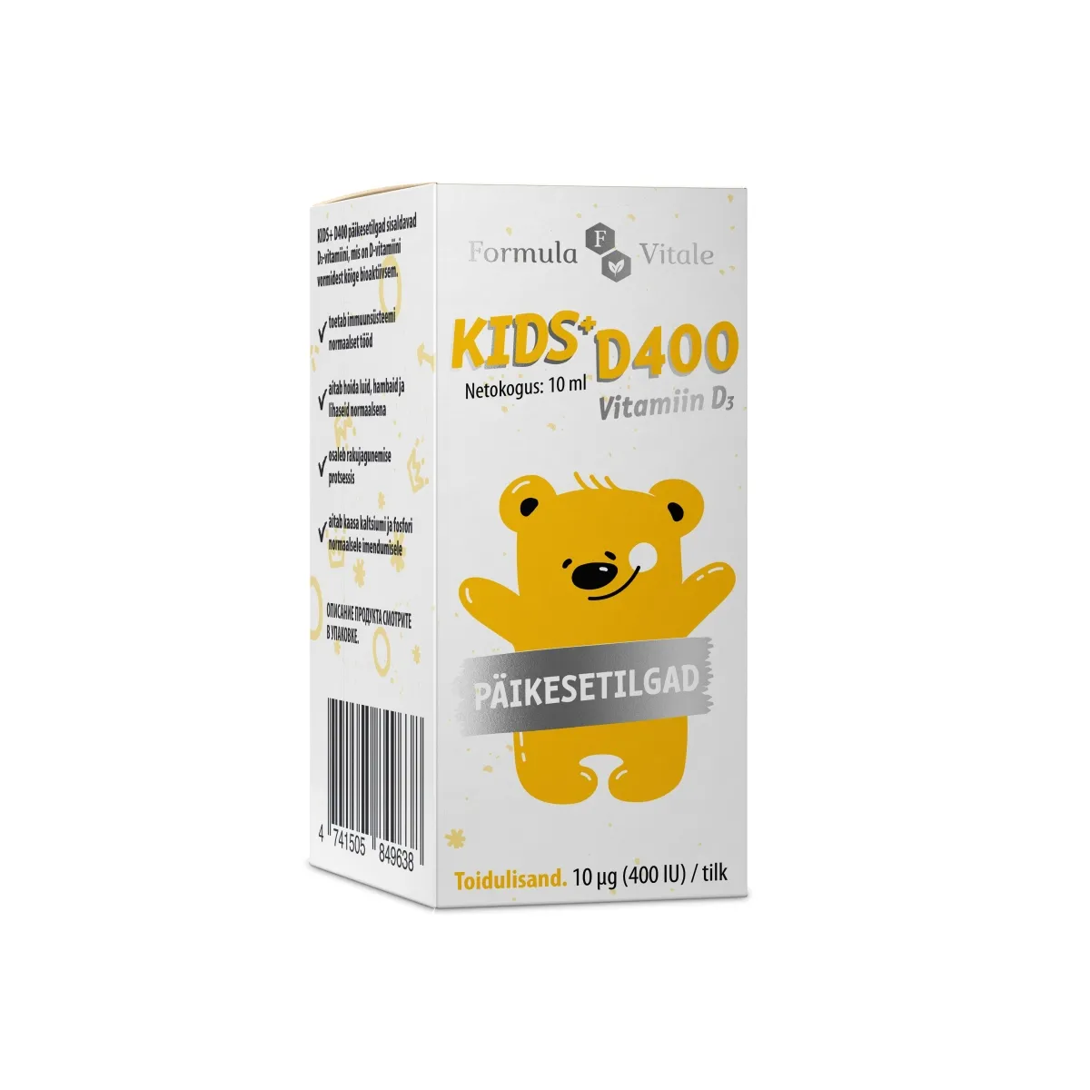 FORMULA VITALE KIDS+ D 400IU PÄIKESETILGAD 10ML - Tootepilt