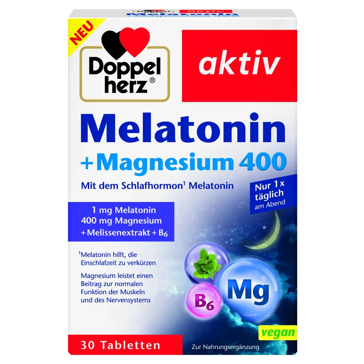 DOPPELHERZ AKTIV MELATONIIN+MAGNEESIUM 400MG TBL N30 - Tootepilt