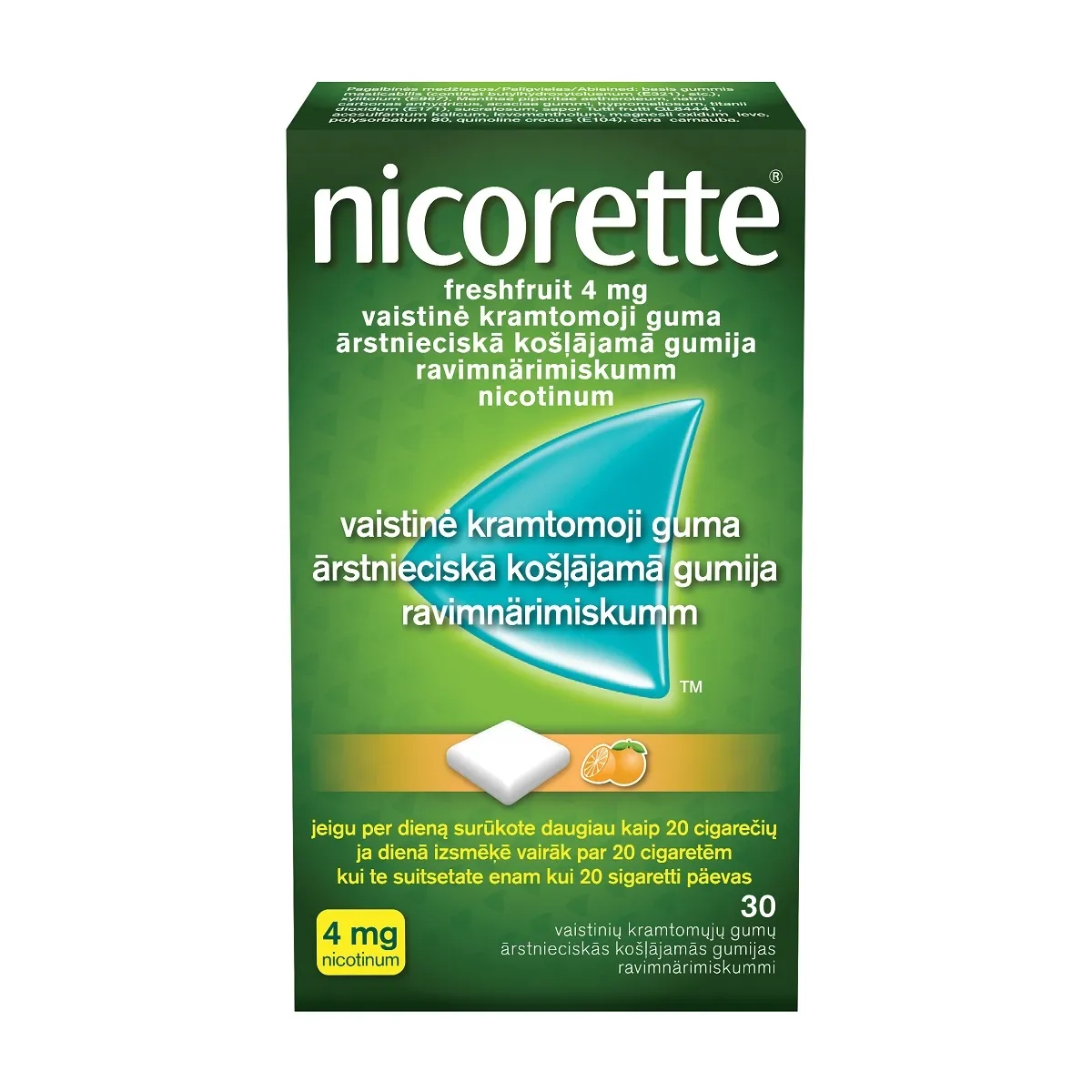 NICORETTE FRESHFRUIT NÄRIMISKUMM 4MG N30 - Tootepilt