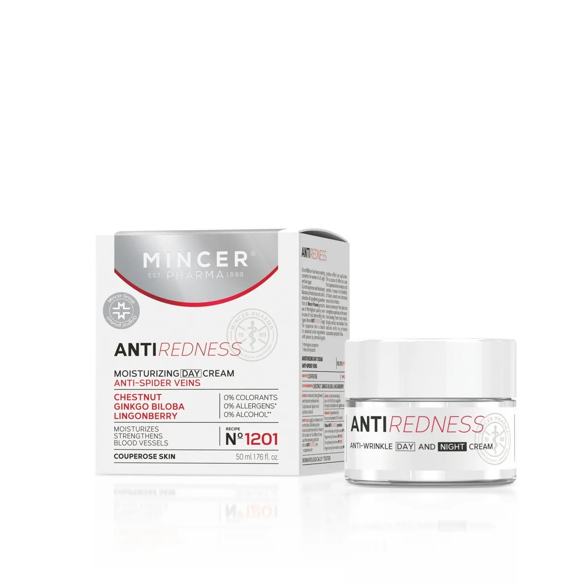 MINCER PHARMA REDNESS NÄOKREEM PUNETUSVASTANE 50ML - Tootepilt