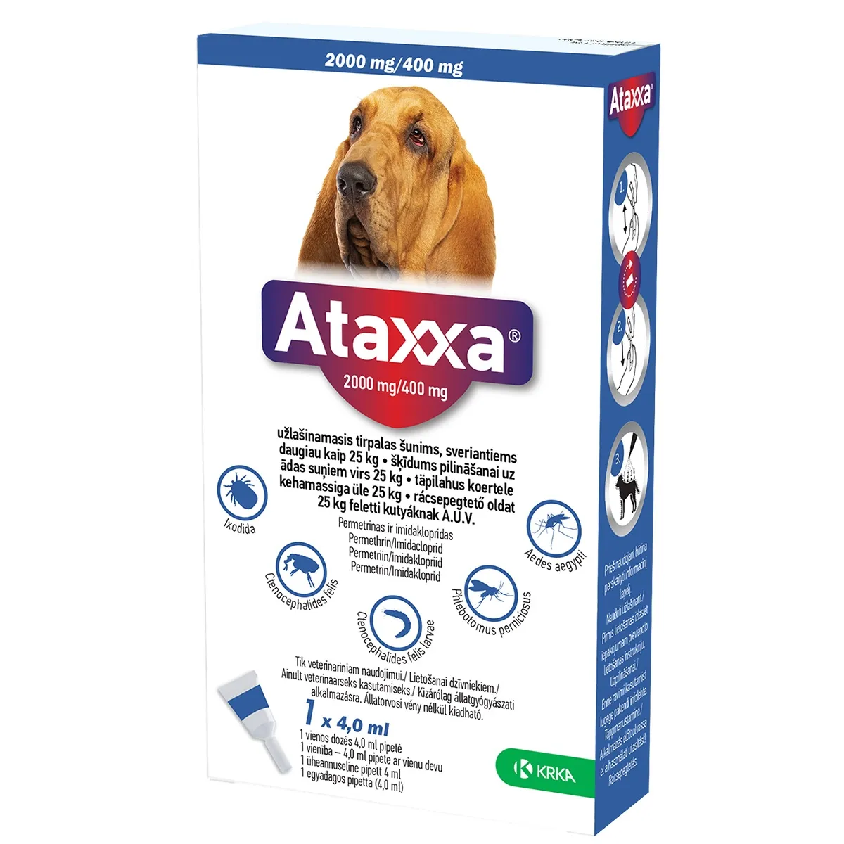 ATAXXA TÄPILAHUS 2000MG+400MG/4ML N1 (>25KG) - Tootepilt