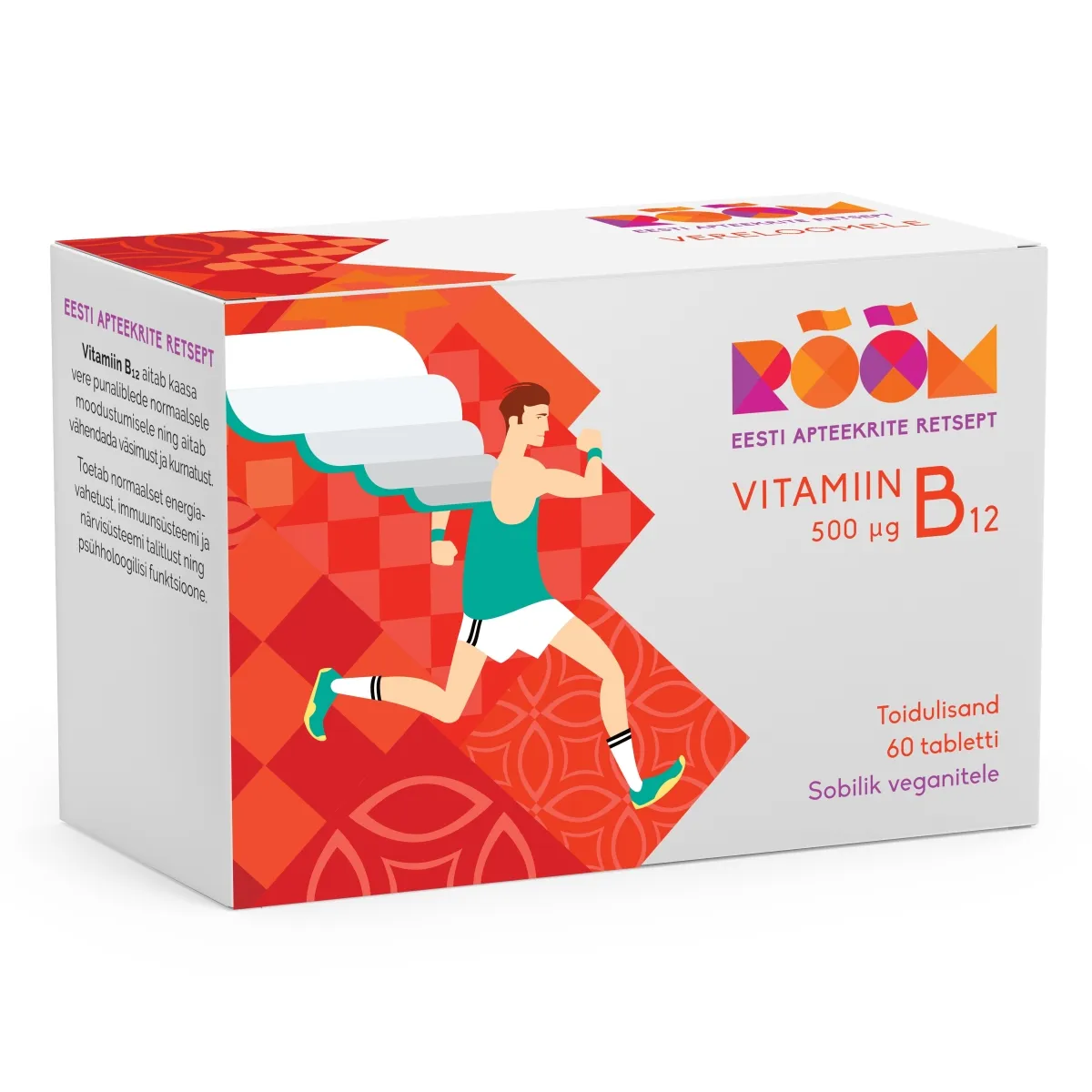 RÕÕM VITAMIIN B12 500MCG TBL N60 - Tootepilt