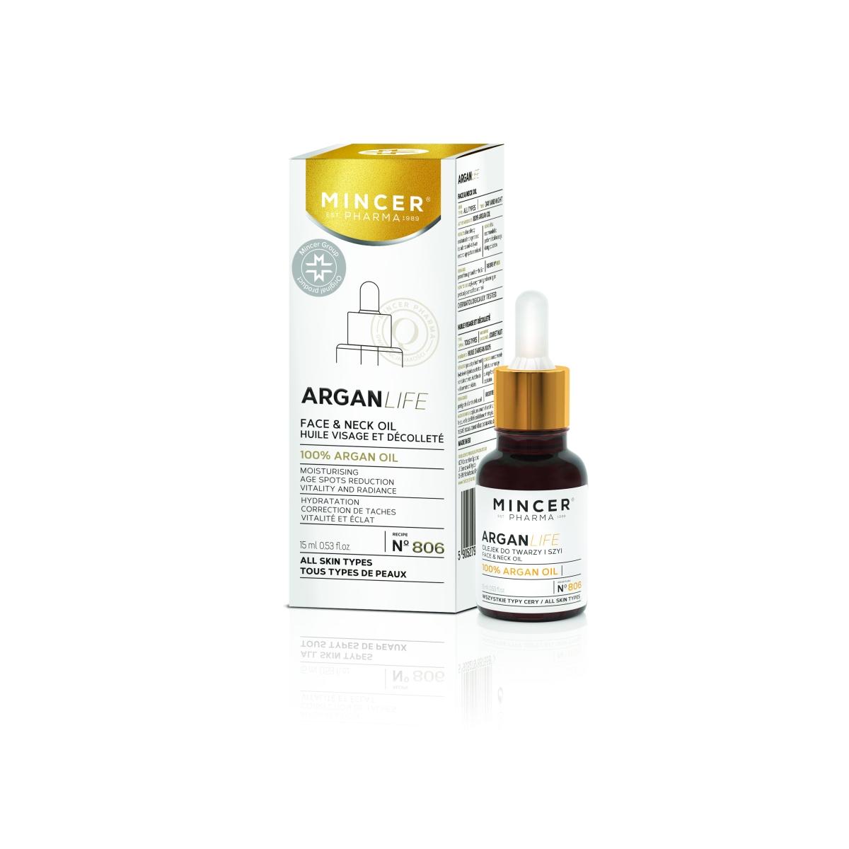 MINCER PHARMA ARGAN LIFE ARGAANIAÕLI NÄOLE JA KAELALE 15ML - Tootepilt 1