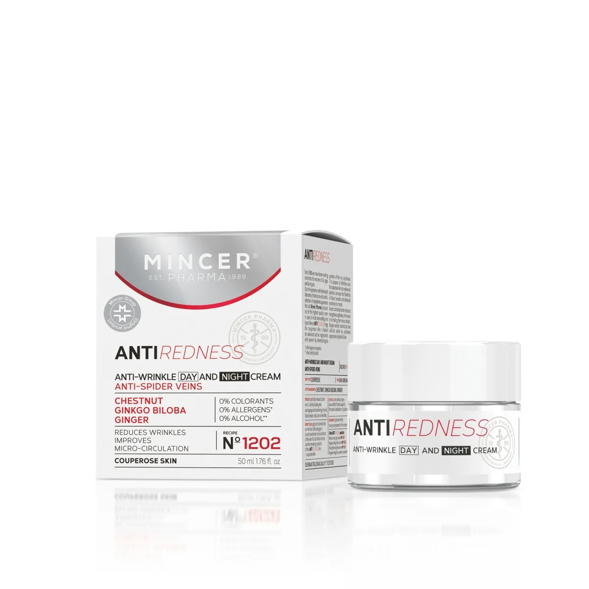 MINCER PHARMA REDNESS PÄEVA- JA ÖÖKREEM PUNETUSVASTANE 50ML - Tootepilt