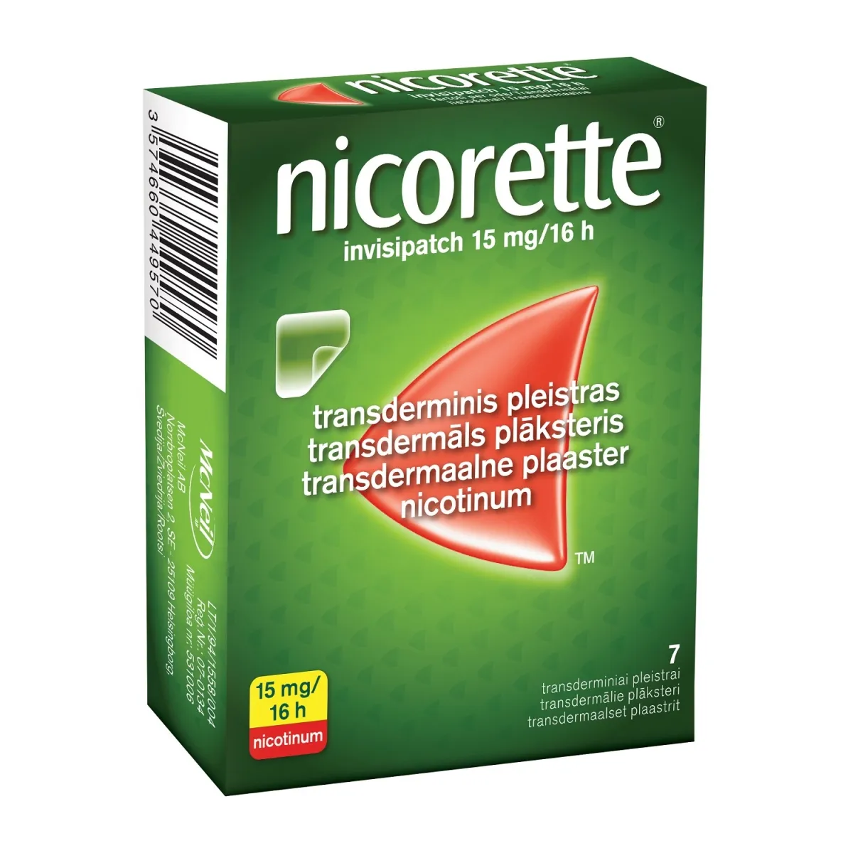 NICORETTE INVISIPATCH TDP 15MG/16H N7 - Tootepilt