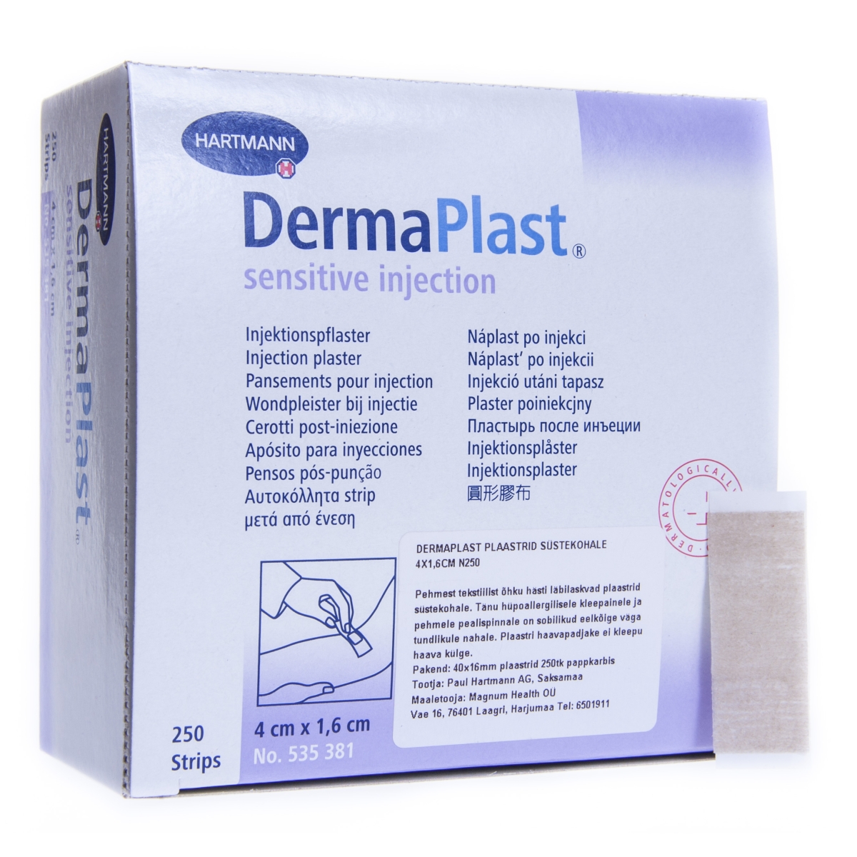 DERMAPLAST PLAASTRID SÜSTEKOHALE 4X1,6CM N250 - Tootepilt