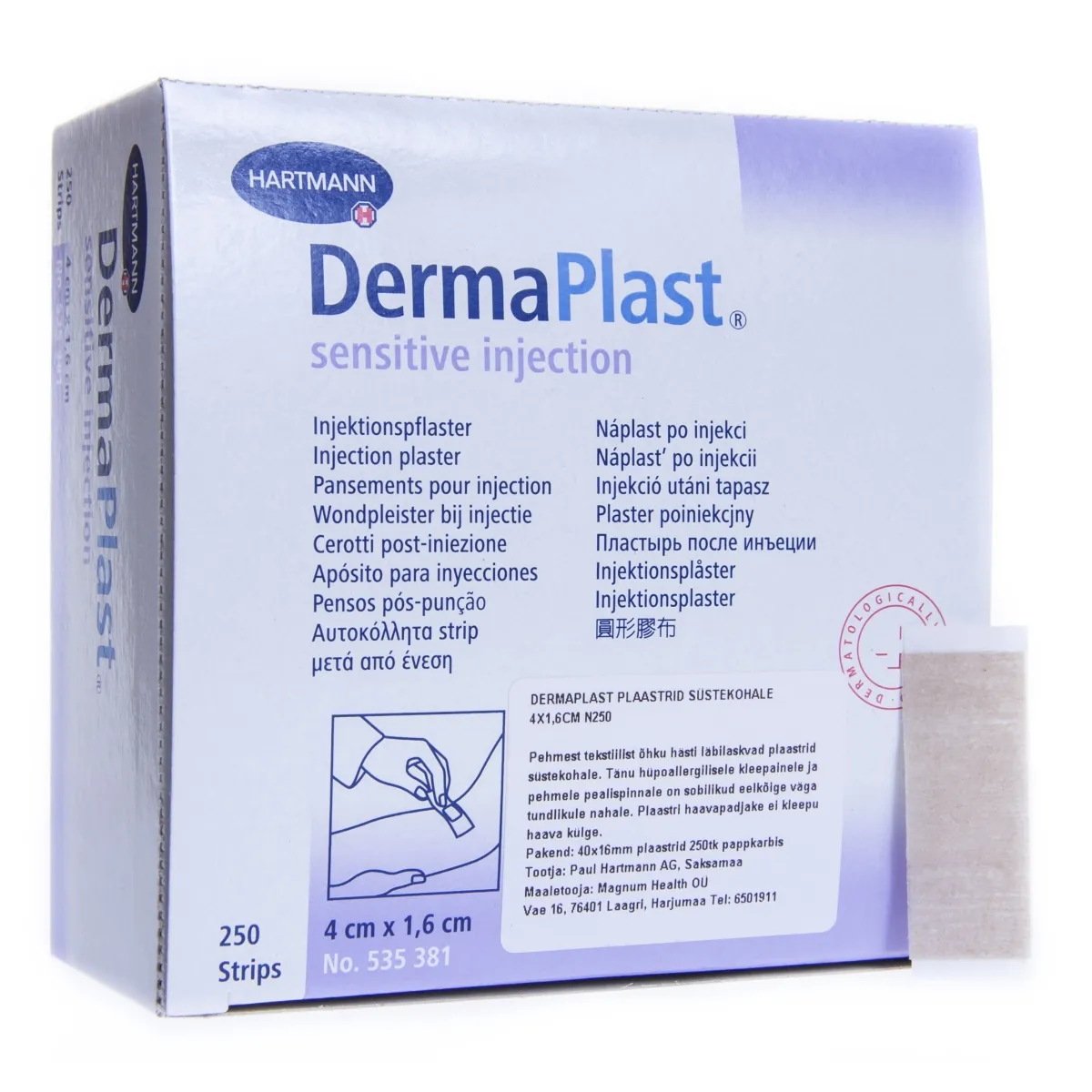 DERMAPLAST PLAASTRID SÜSTEKOHALE 4X1,6CM N250 - Tootepilt