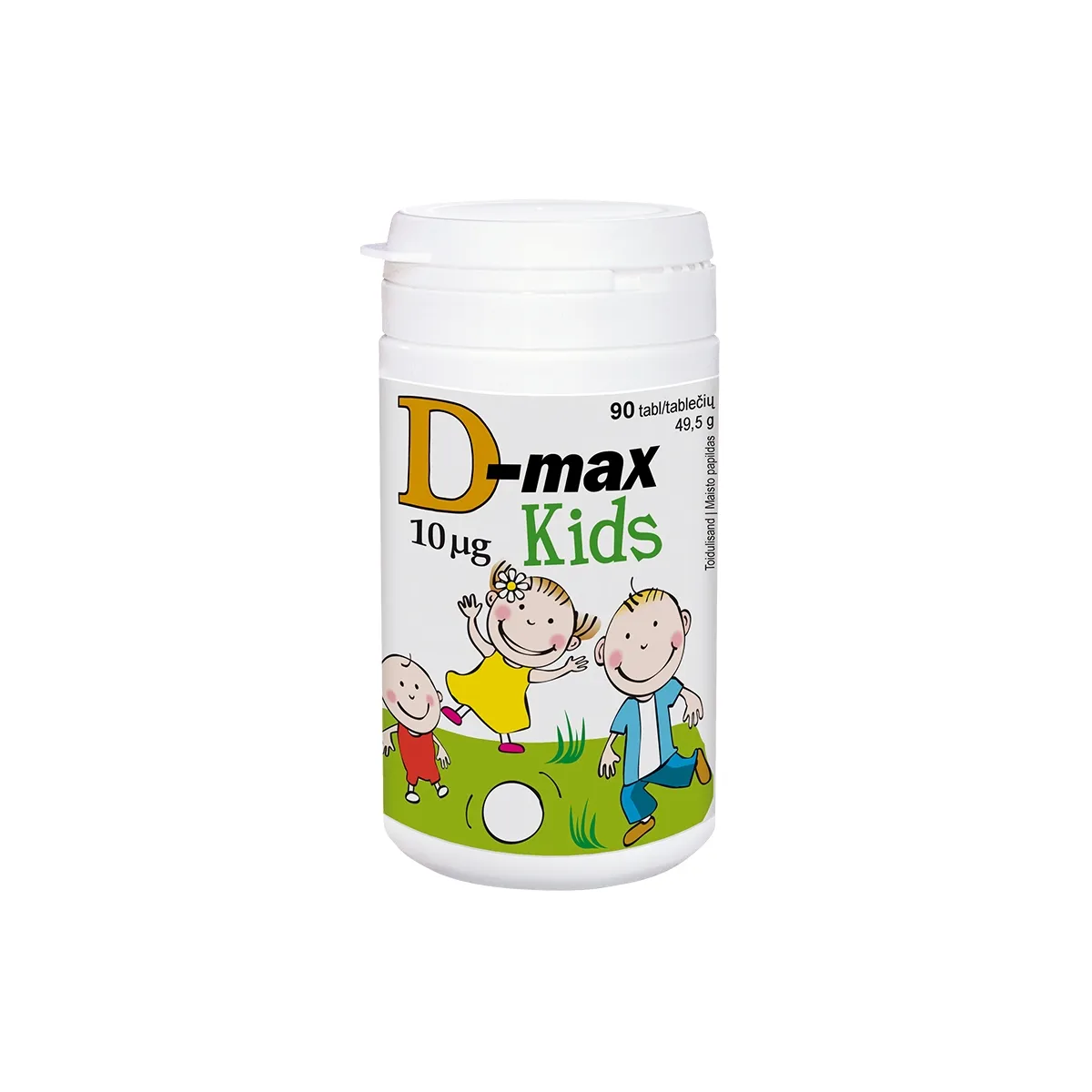 D-MAX KIDS NÄRIMISTABLETID 10MCG N90 PIRNIMAITSELISED - Tootepilt