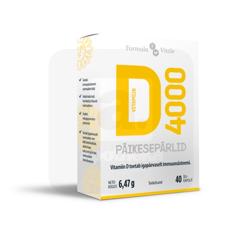 VITAMIIN D PÄIKESEPÄRLID 100MCG/4000IU KAPSLID N40
