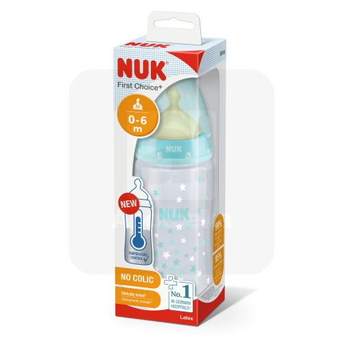NUK FC+ LUTIPUDEL (LATEKS) 0-6K TEMP.NÄIDIKUGA 300ML