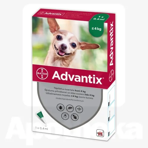 ADVANTIX TÄPILAHUS 500MG+100MG/ML 0,4ML N1 (<4KG)