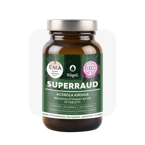 NÕGEL SUPERRAUD ACEROLA KIRSIGA TBL 60MG N70