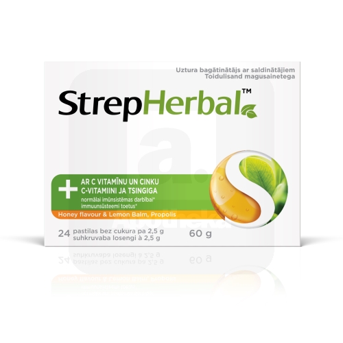 STREPHERBAL HONEY&LEMON BALM PROPOLIS LOSENG C-VITAMIIN+TSINK N24