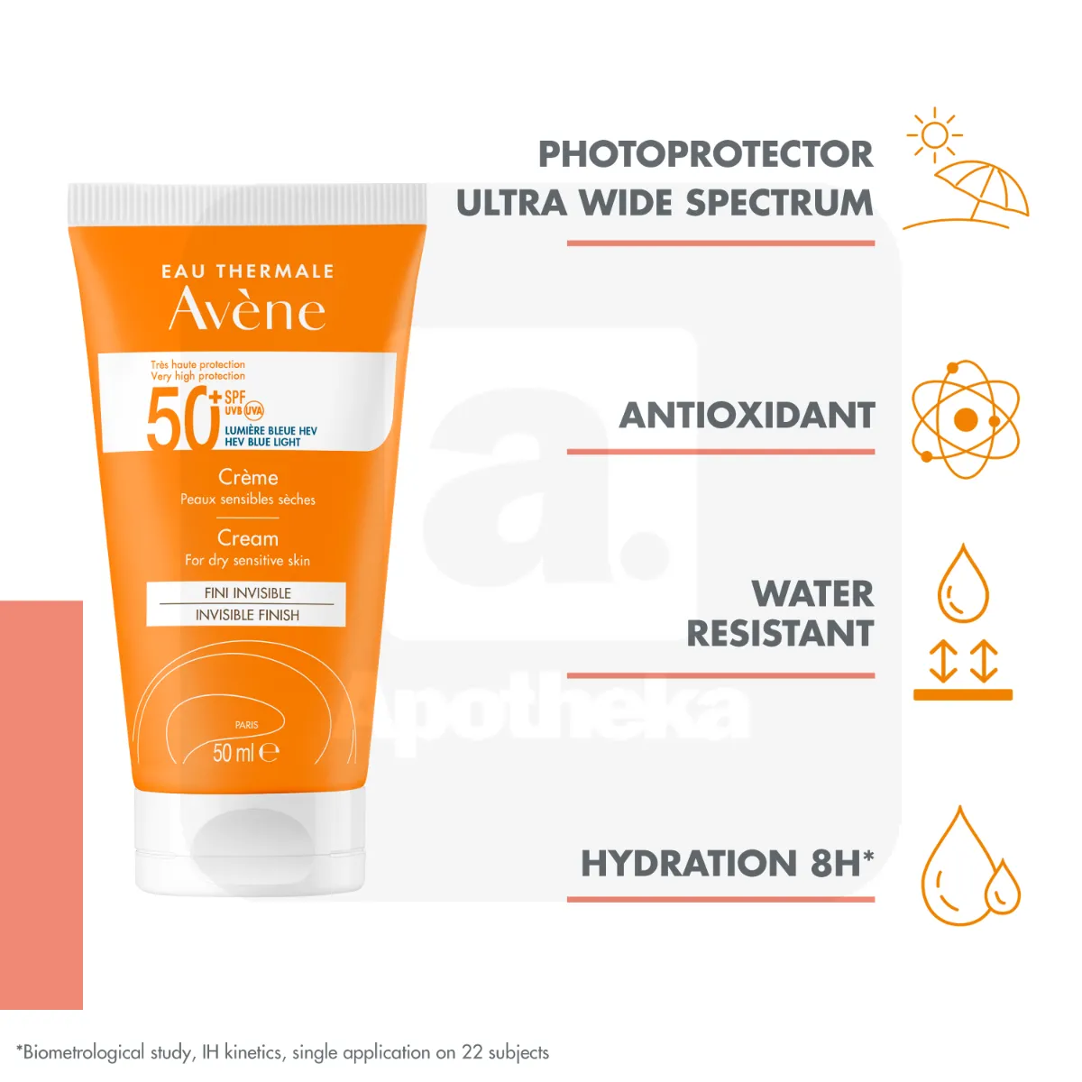 AVENE SUN PÄIKESEKAITSEKREEM SPF50+ KUIVALE NAHALE 50ML - Tootepilt 2