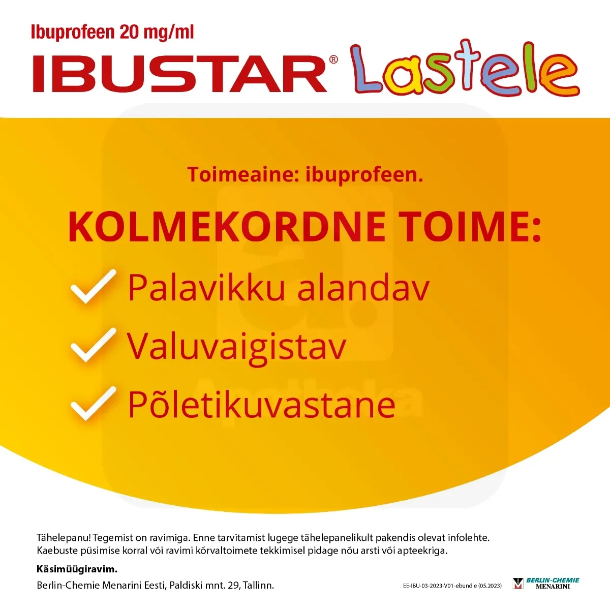 IBUSTAR SUUKAUDNE SUSP 100MG/5ML 100ML - Tootepilt 3