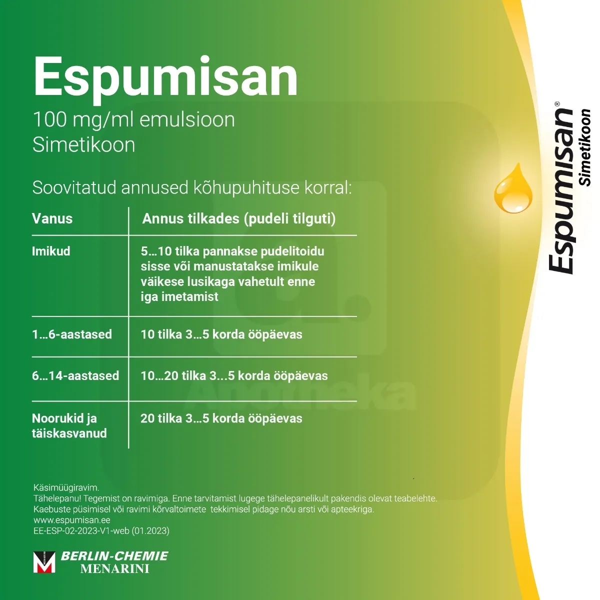 ESPUMISAN  SUUKAUDSED TILGAD EMULS 100MG/ML 30ML - Tootepilt 5