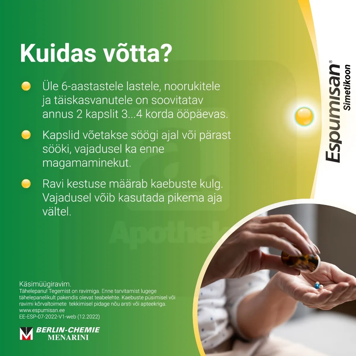 ESPUMISAN PEHMEKAPSEL 40MG N25 - Tootepilt 5