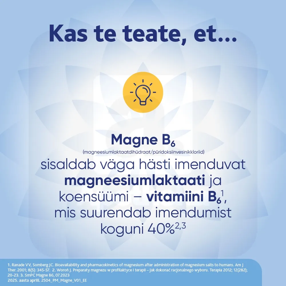 MAGNE B6 KAETUD TBL 5MG+470MG N60 - Tootepilt 5
