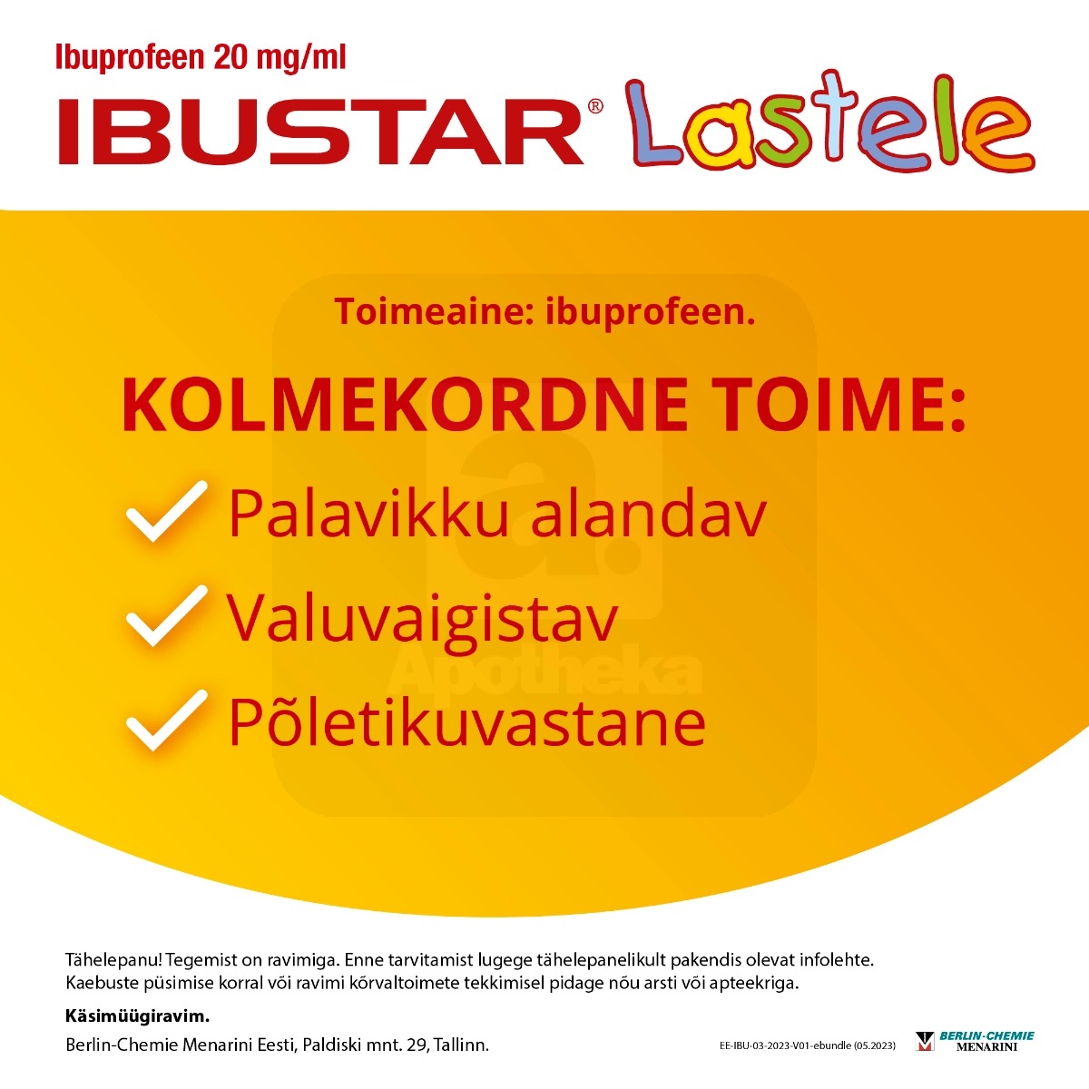 IBUSTAR SUUKAUDNE SUSP 100MG/5ML 100ML - Tootepilt 3