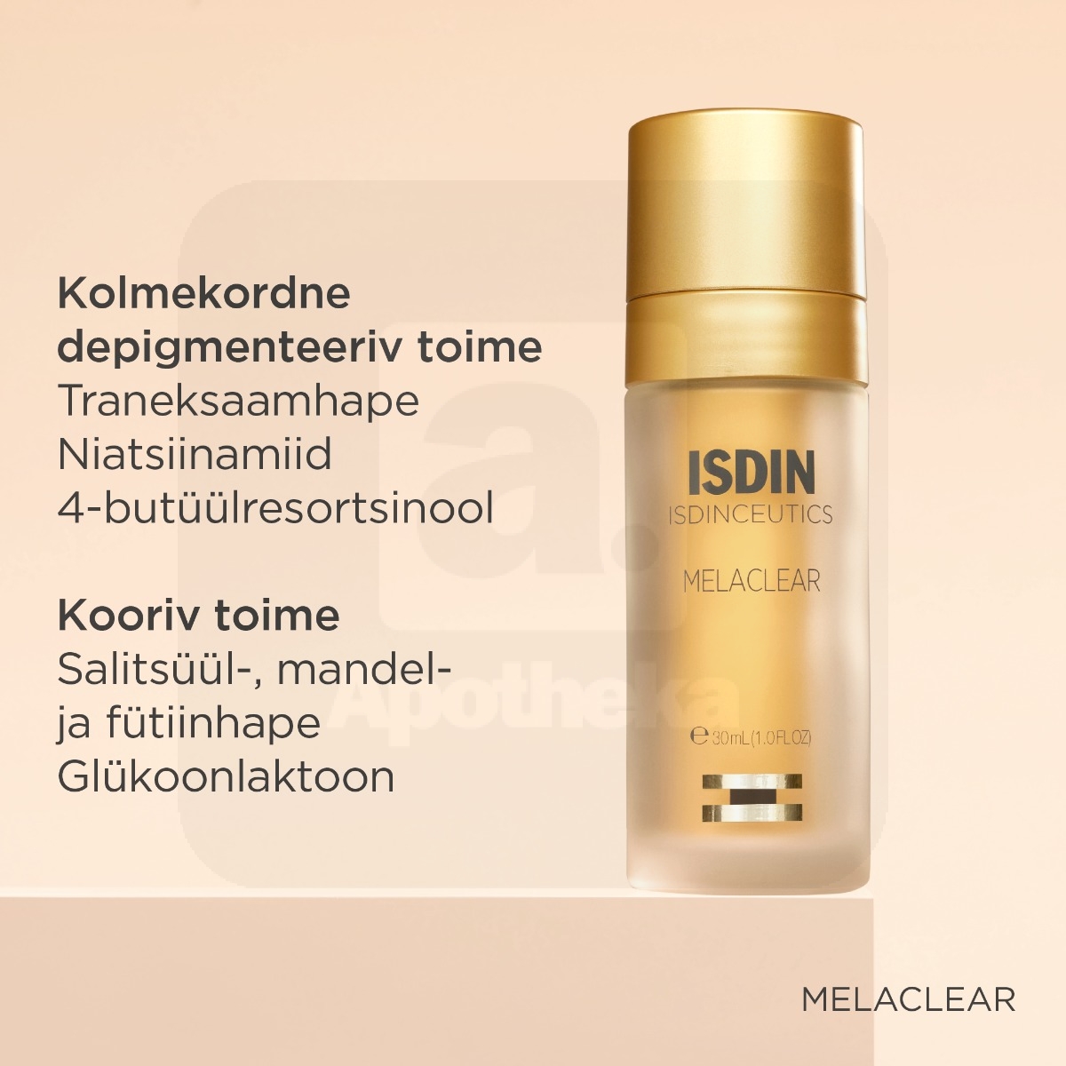 ISDIN MELACLEAR NÄOSEERUM PIGMENDILAIKUDELE 30ML - Tootepilt 2