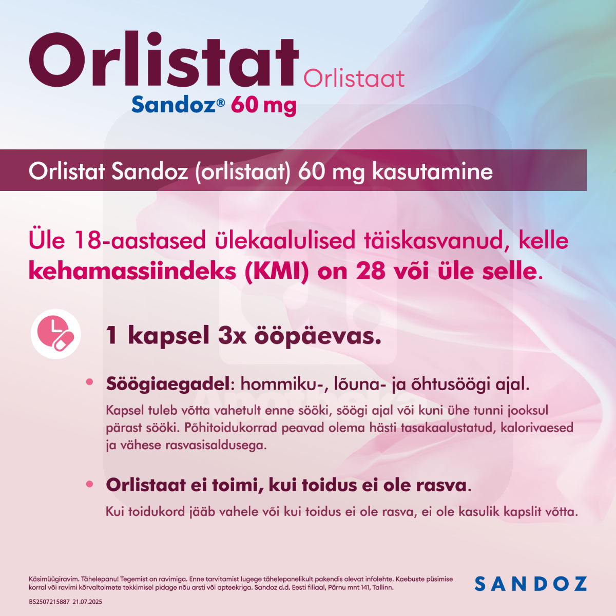 ORLISTAT SANDOZ KÕVAKAPSEL 60MG N84 - Tootepilt 3
