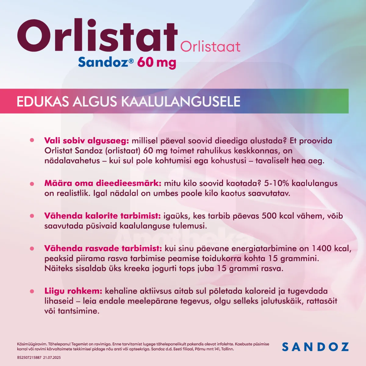 ORLISTAT SANDOZ KÕVAKAPSEL 60MG N84 - Tootepilt 4