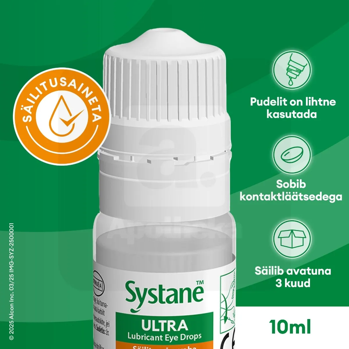 SYSTANE ULTRA SÄILITUSAINETA NIISUTAVAD SILMATILGAD 10ML - Tootepilt 2