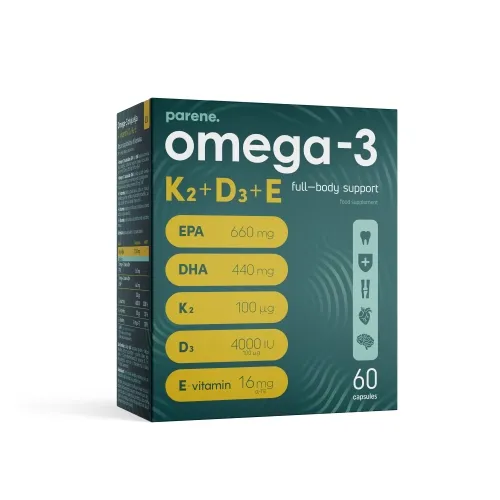 Product image of PARENE OMEGA-3 + K2 + D3 + E KAPSLID N60