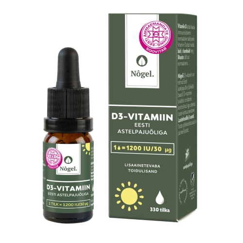 Product image of NÕGEL D3-VITAMIIN EESTI ASTELPAJUÕLIGA 1200IU/TILGAS 10ML