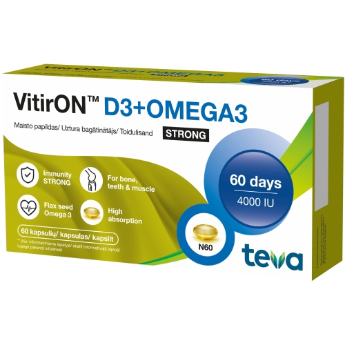 Product image of VITIRON D3+OMEGA3 STRONG KAPSLID 4000IU N60