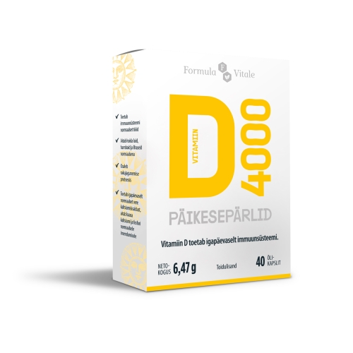 Product image of FORMULA VITALE D-VIT PÄIKESEPÄRLID 4000IU N40