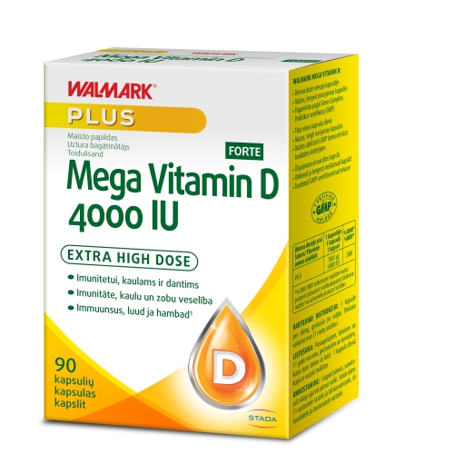 WALMARK MEGA VITAMIIN D 4000IU KAPSLID FORTE N90 - Tootepilt 