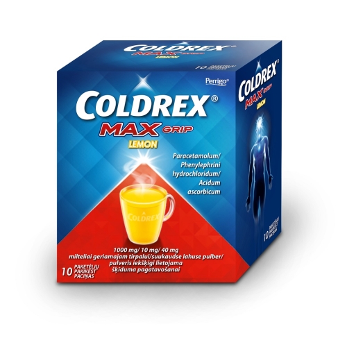 Product image of COLDREX MAXGRIP LEMON 1000+10+40MG N10 SUUKAUDSE LAH PULBER