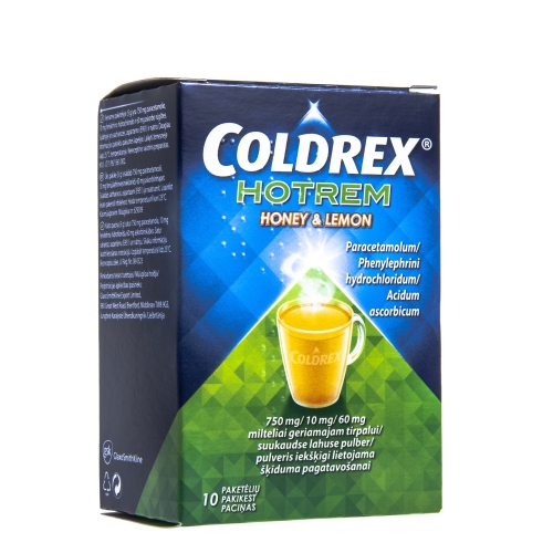COLDREX HOTREM HONEY&LEMON 750+10+60MG N10 SUUKAUDSE LAH PLV - Tootepilt 