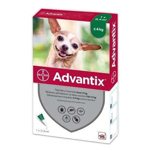 Product image of ADVANTIX TÄPILAHUS 500MG+100MG/ML 0,4ML N1 (<4KG)