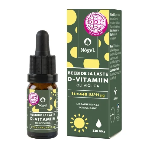 Product image of NÕGEL BEEBIDE JA LASTE D-VITAMIIN OLIIVÕLIGA 440IU/TILGAS 10ML